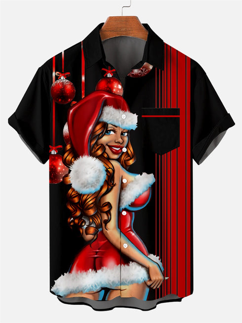 Men's Christmas Funny Graphic Short Sleeve Hawaiian Shirt